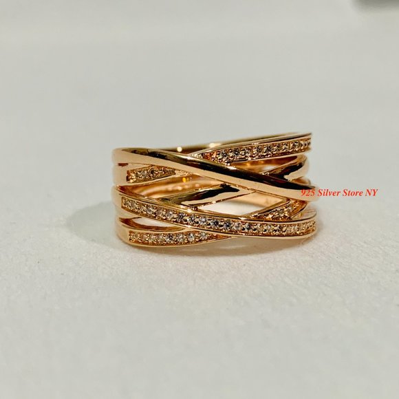 Pandora Rose Gold Entwined Wide Ring 180919CZ - Picture 4 of 5